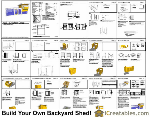 4x4 Chicken Coop Lean To Plans | Simple To Build for 6 ...