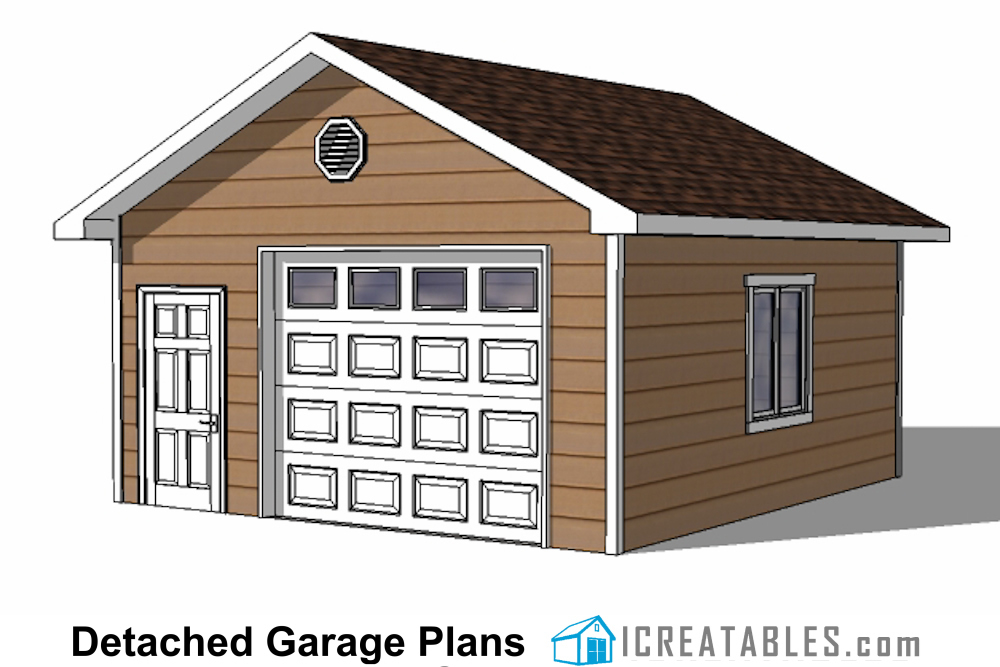 18x20 1 Car Detached Garage Plans