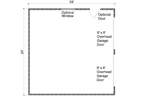 24x24 Garage Plans   2 Car Garage Plans   2 Doors