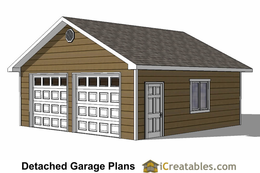 24x24 Garage Plans | 2 Car Garage Plans | 2 Doors