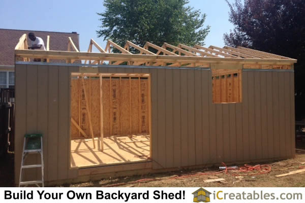 16x24 Large shed roof framing.