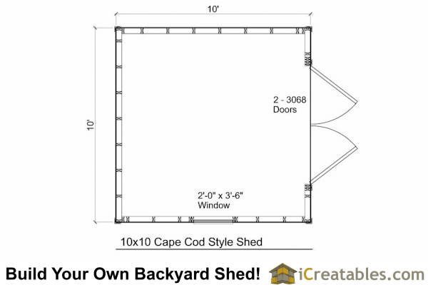 10x10 Shed Plans | Cape Cod | Storage Shed Plans | icreatables