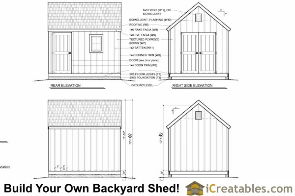 Building plans for a 10'x 12' Cape Cod storage shed for your yard or ...