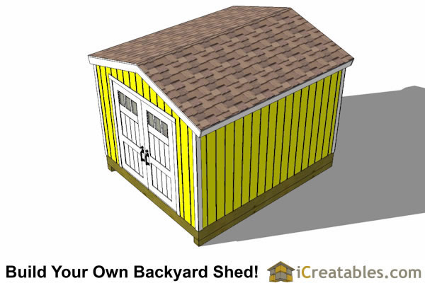 Building plans for a 10'x 14' storage shed with pre-hung or home built 