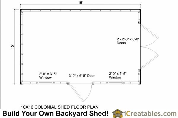 10x16 Colonial Shed Plans Include The Following: