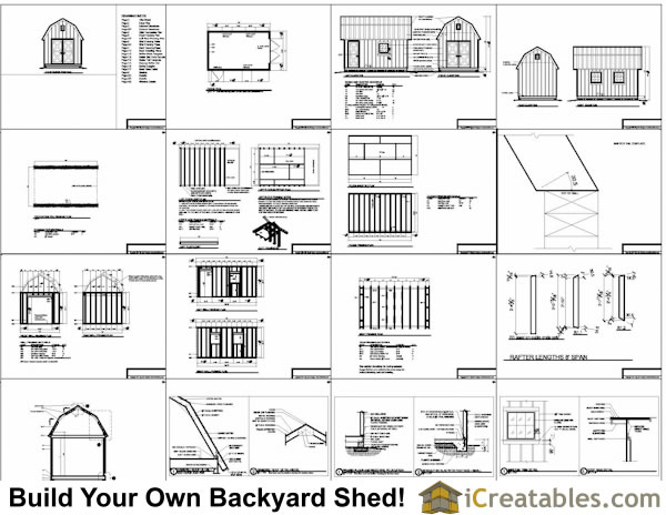 10x16 Gambrel Barn Shed Plans Include The Following: