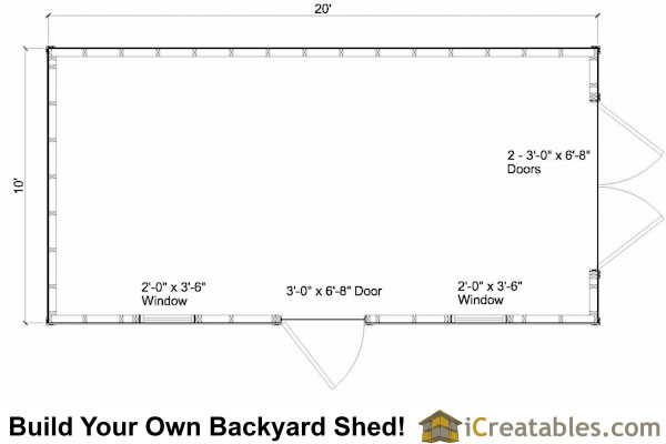 10x20 Colonial Shed Plans | Icreatables SHEDS