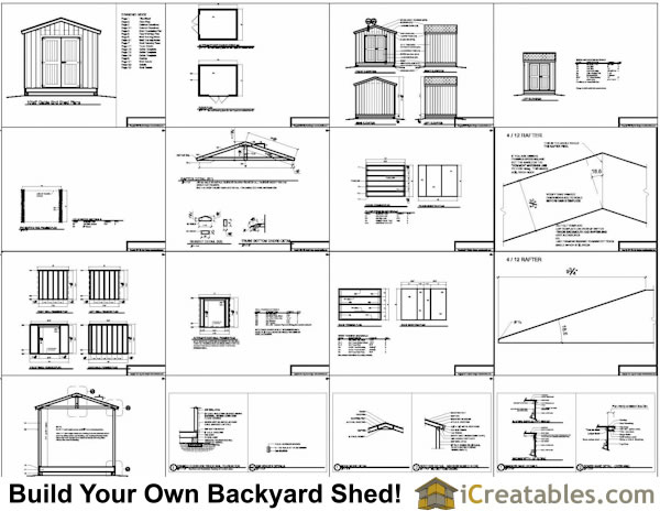 Sample of our 10x8 storage shed plans: