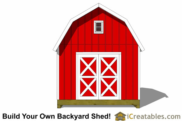 12x10 Gambrel barn shed plans floor plan