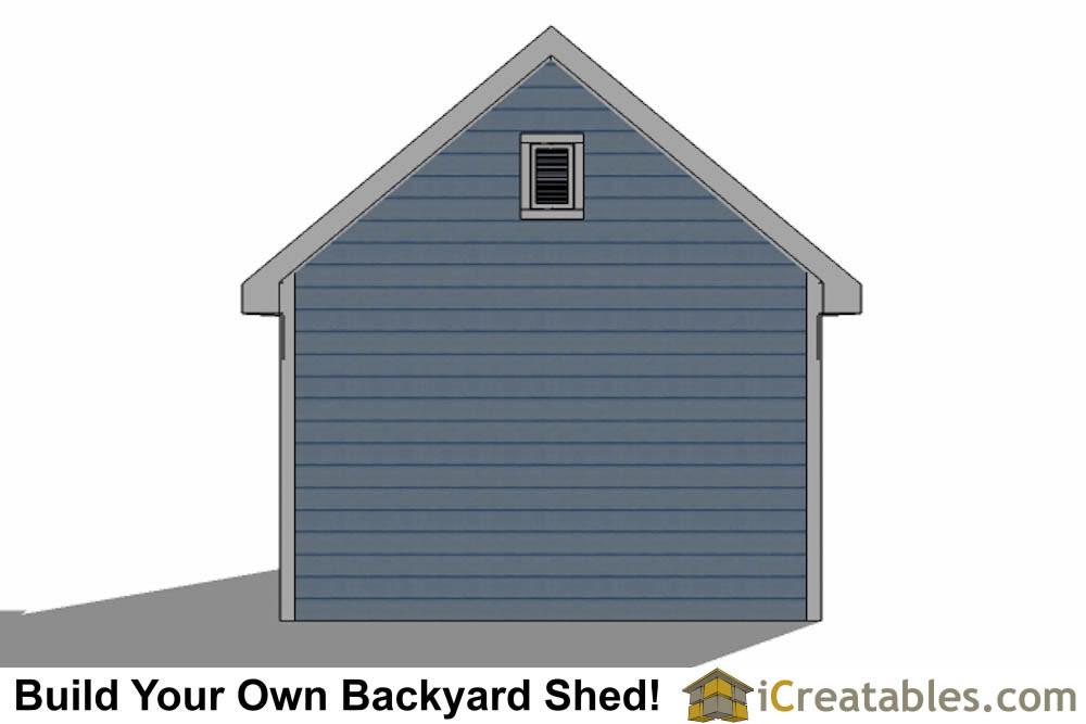 12x16 Traditional Victorian Style Storage Shed Plans rear elevation