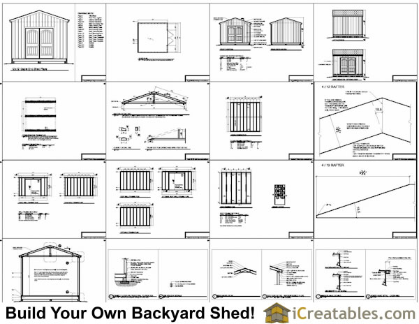 12x12 Shed Plans | Gable Shed | Storage Shed Plans| icreatables.com