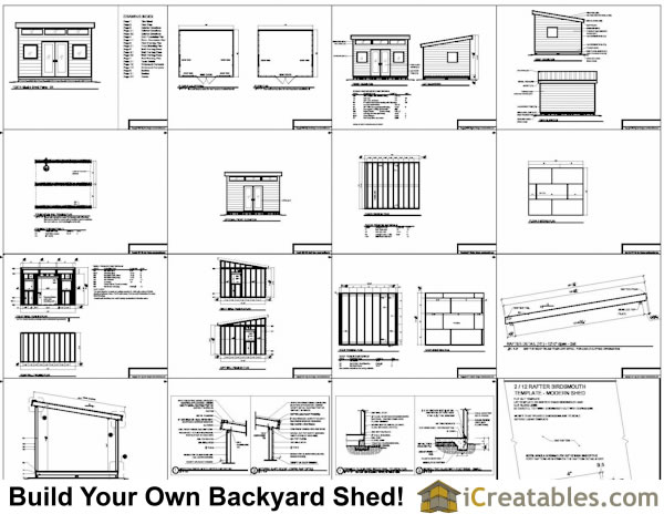 12x14 Modern Shed Plans | Icreatables SHEDS