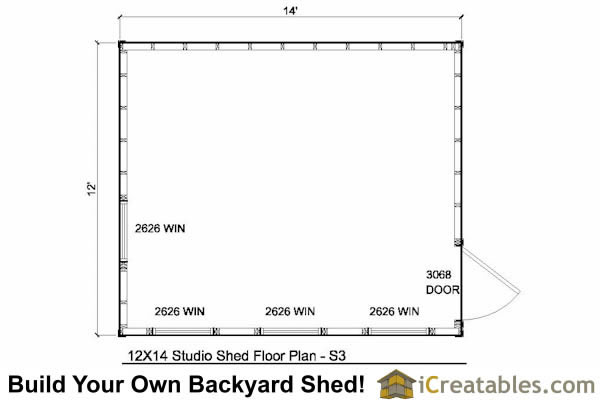 12x14 Modern Studioshed Plans | Icreatables SHEDS