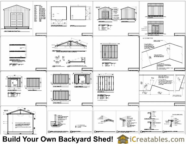 12x14 Shed Plans Gable Shed Storage Shed Plasn