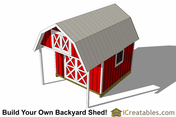 12x16 Gambrel Storage Shed with 4' Porch Floor Plans