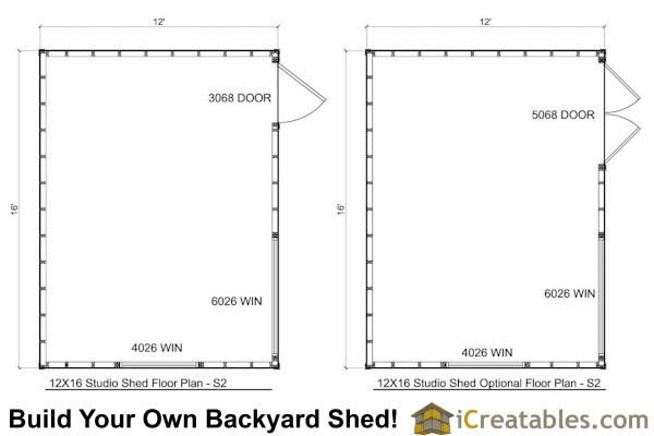 12X16 Shed Floor Plans