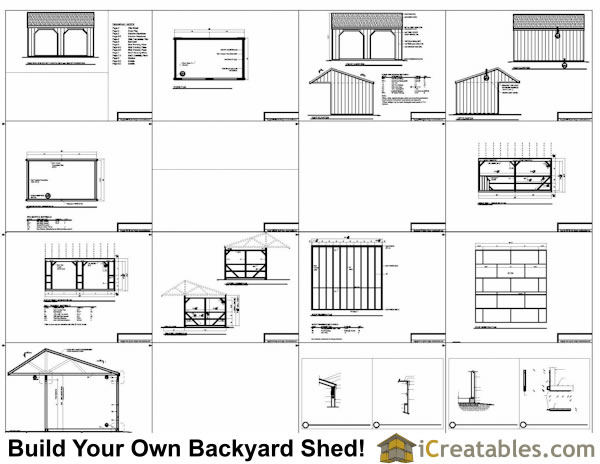 12x20 run in shed with cantilever building plans