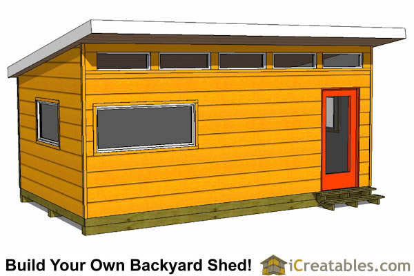 12x20 Modern Studio Shed Plans | End Door