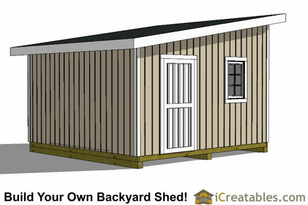 14x14 lean to shed tall wall door view