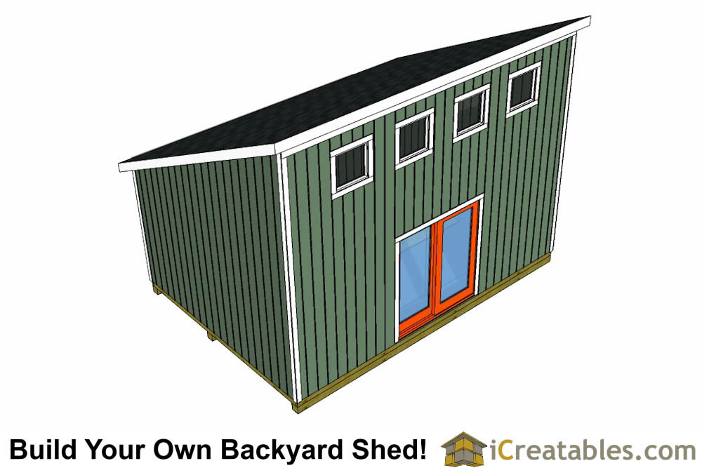 14x20 lean to shed front elevation