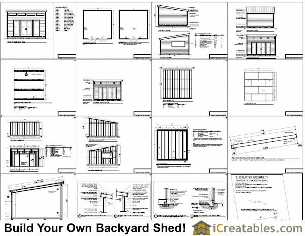 16x16 Modern Studio Shed Plans Specifications Overview