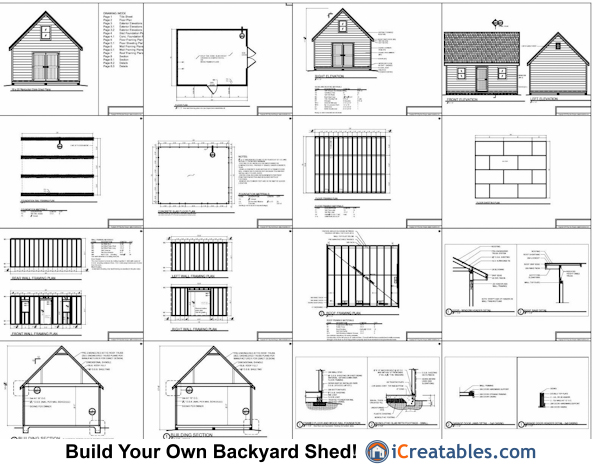 Sample of our 16x20 storage shed plans: Garage Door Plans