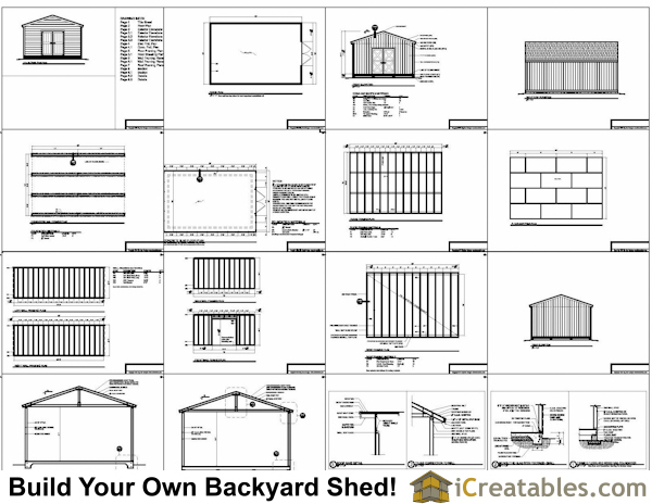 Building plans for a 16'x 24' Gable Shed