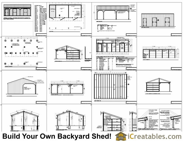 2 Stall Horse Barn Lean to Shed Plans Free
