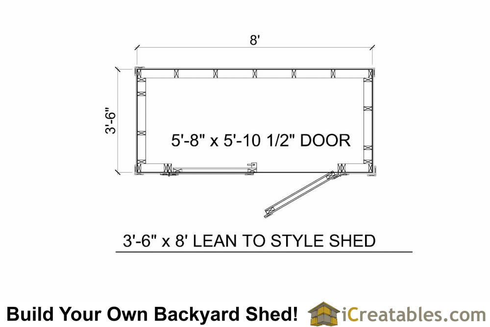 3'6x8 lean to shed floor plan