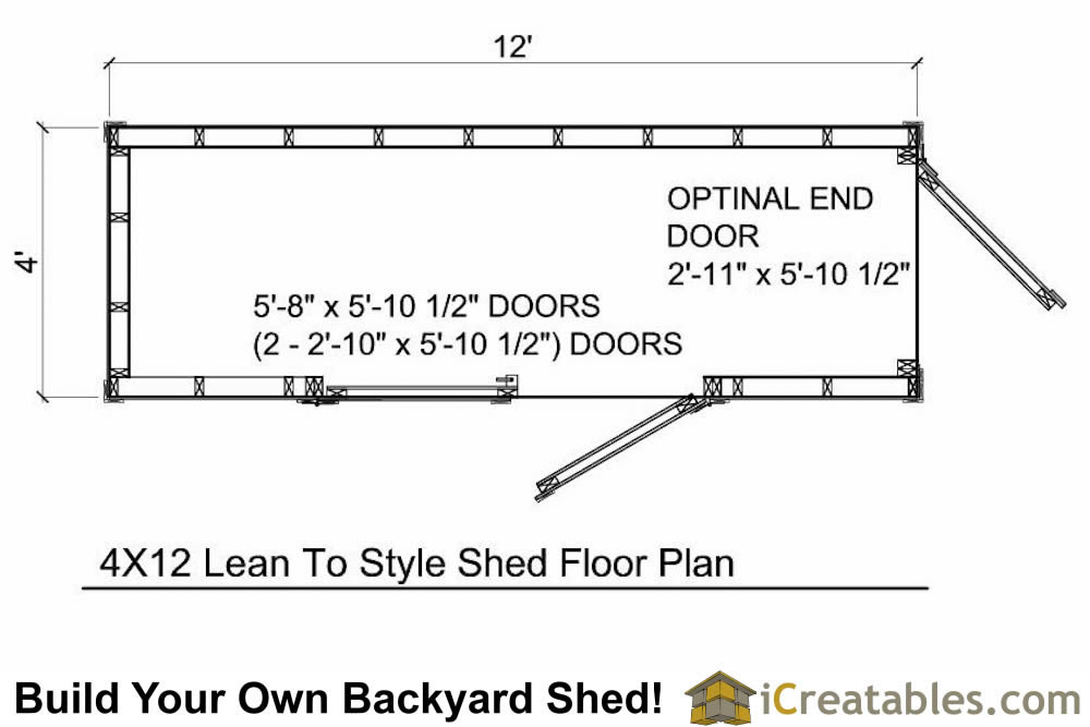 4x12 Lean-to Shed - Outdoor Shed Plans - Small Shed Plans