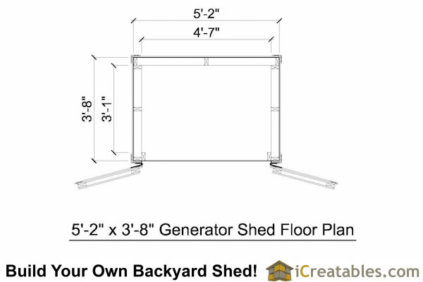 View and purchase plans to build a lean to style generator shed.