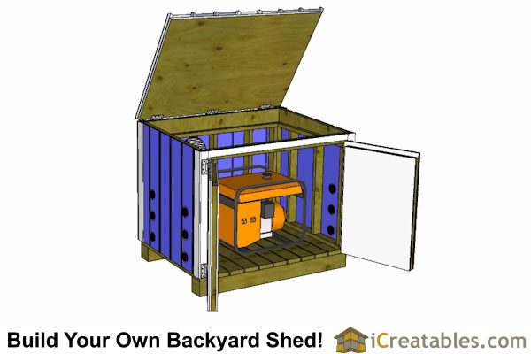 The 5'-2" x 3'-8" Generator Enclosure shed plans include: