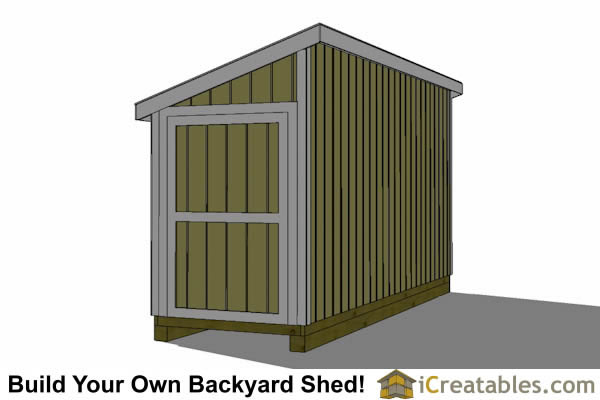 5x16 lean to shed showing the door on the end from the front
