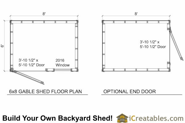  plans for a 6'x 8' gable end storage shed for your yard or garden