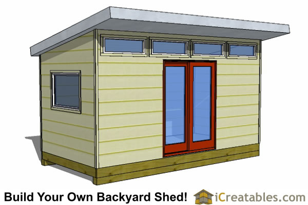 8x16 Modern Shed Plans | Studio Shed | Office Shed Plans