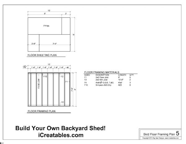 8X10 Shed Floor Plan