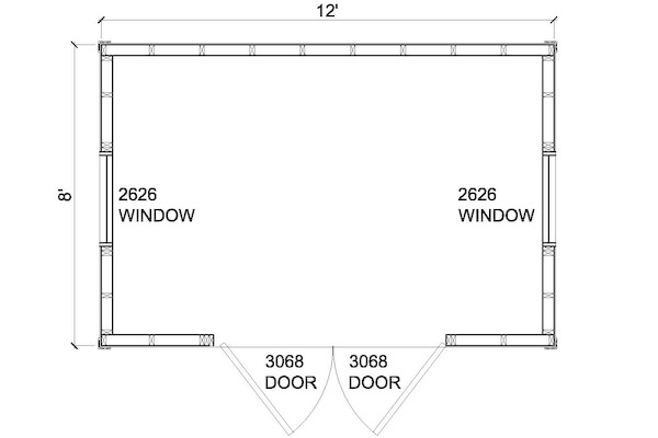 8x12 modern shed floor plans