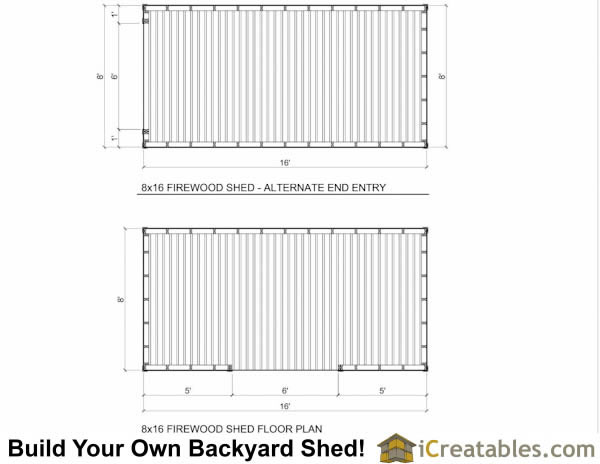 8x16 Firewood Shed Plans | icreatables.com