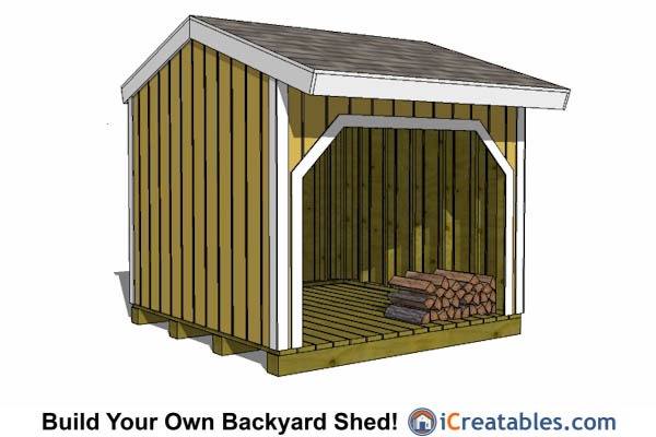 Large View of 8x8 Firewood Shed Plans