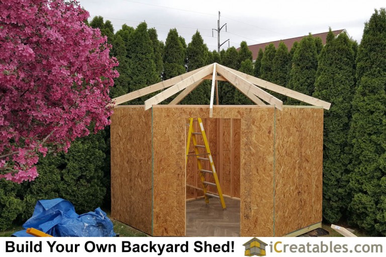 10x10 Shed Plan With Corner Hip Roof Design- Built In Hughestown, PA