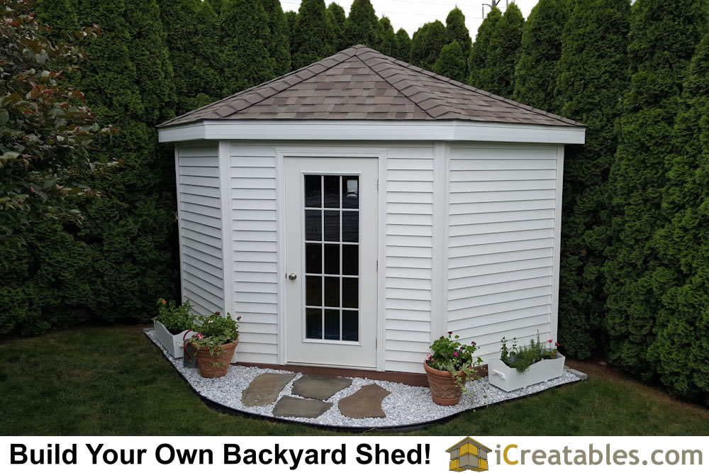 10×10 Shed Plan With Corner Hip Roof Design- Built In Hughestown, PA