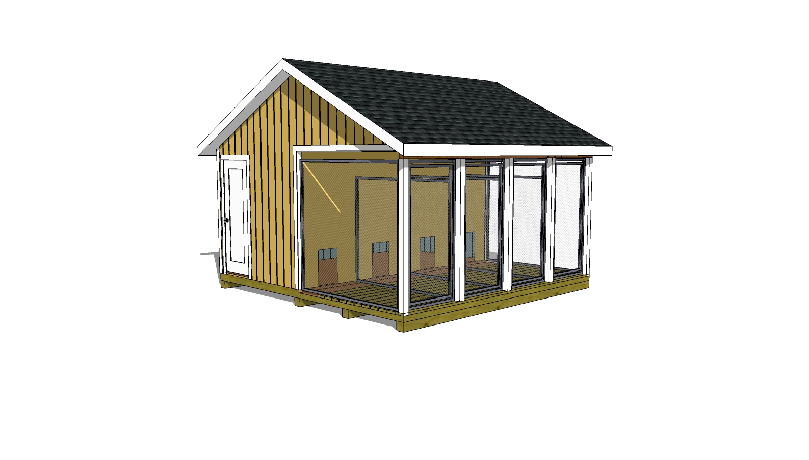 16×16 4 Stall Dog Kennel
