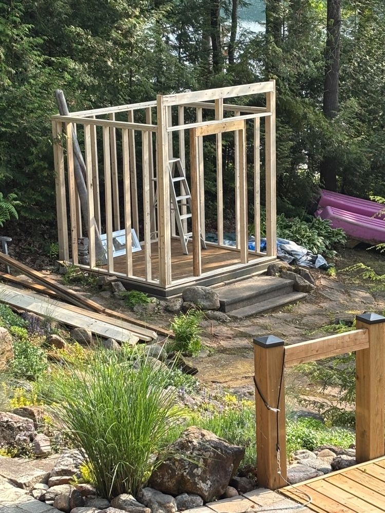 framing walls of 8x8 modern shed build