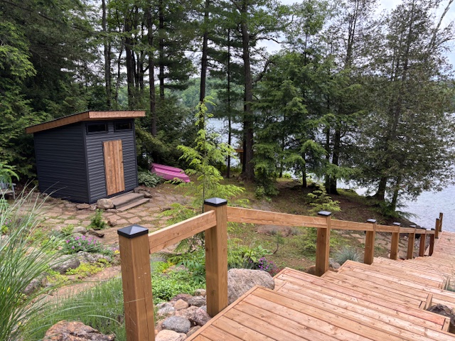 Completed backyard modern shed build