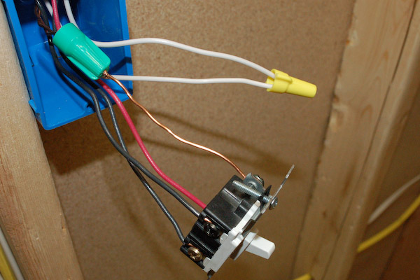Three way switch on handy box shed wall install