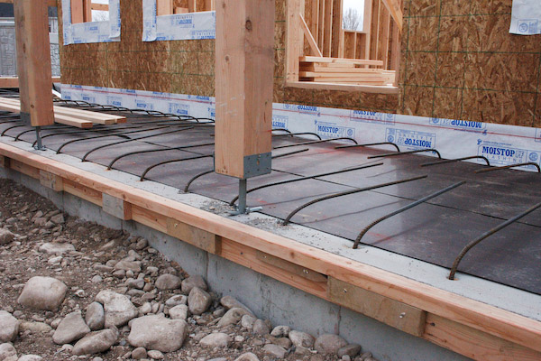 The post bases are laid out at the location that the post will go. The