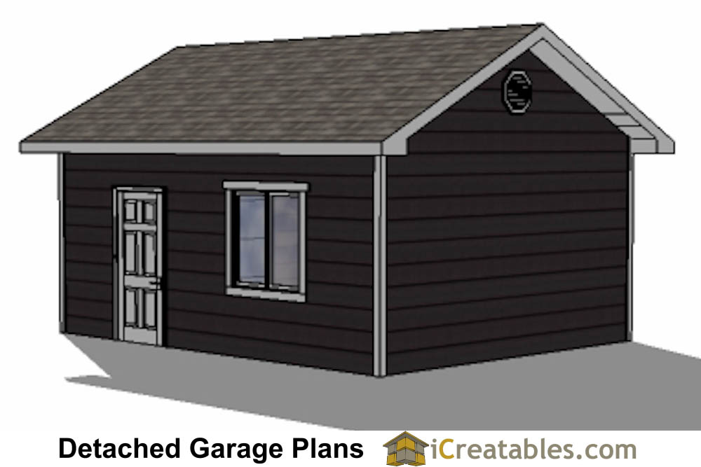 16x20 1 Car 1 Door Detached Garage Plans