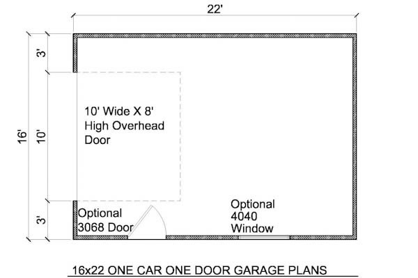 16x22 Garage floor plan