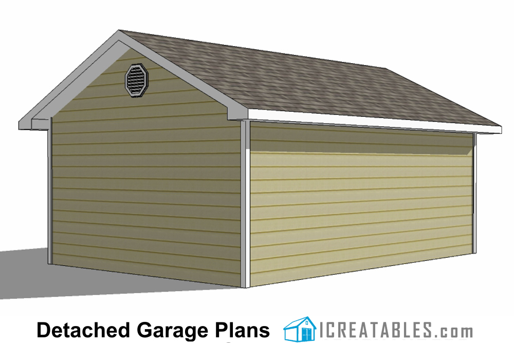 16x24 garage plans left rear elevation
