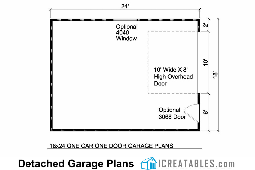 18x24 1 Car Detached Garage Plans